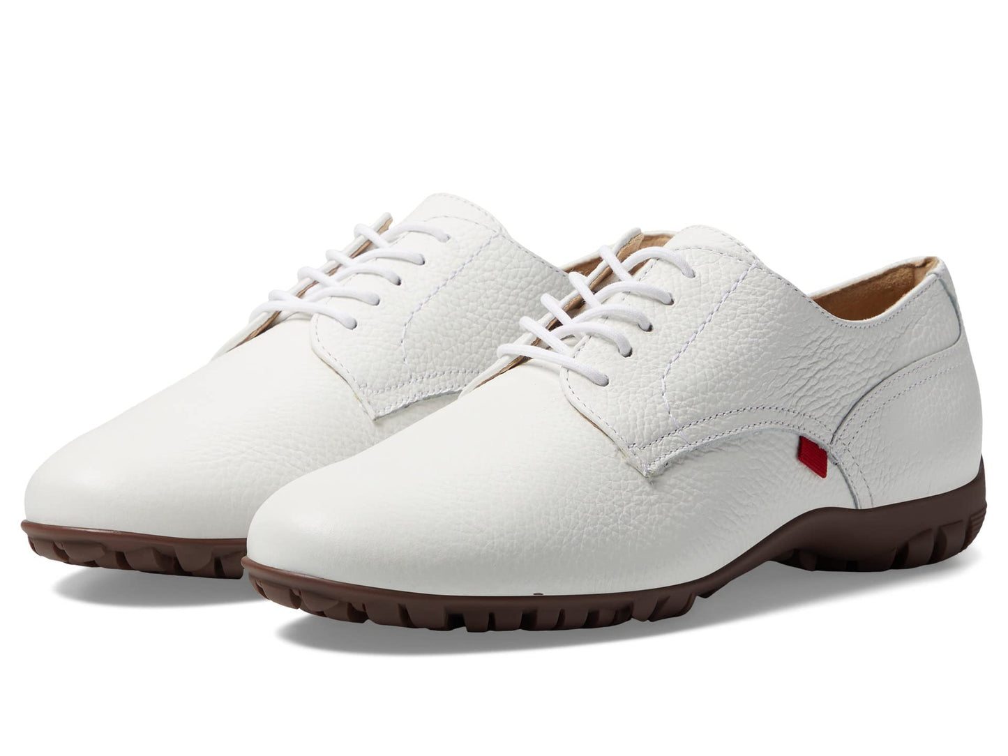 Marc Joseph New York® Pacific Golf Shoes for Women – Leather Construction – Synthetic Outsole – Almond Toe White Grainy 7 M