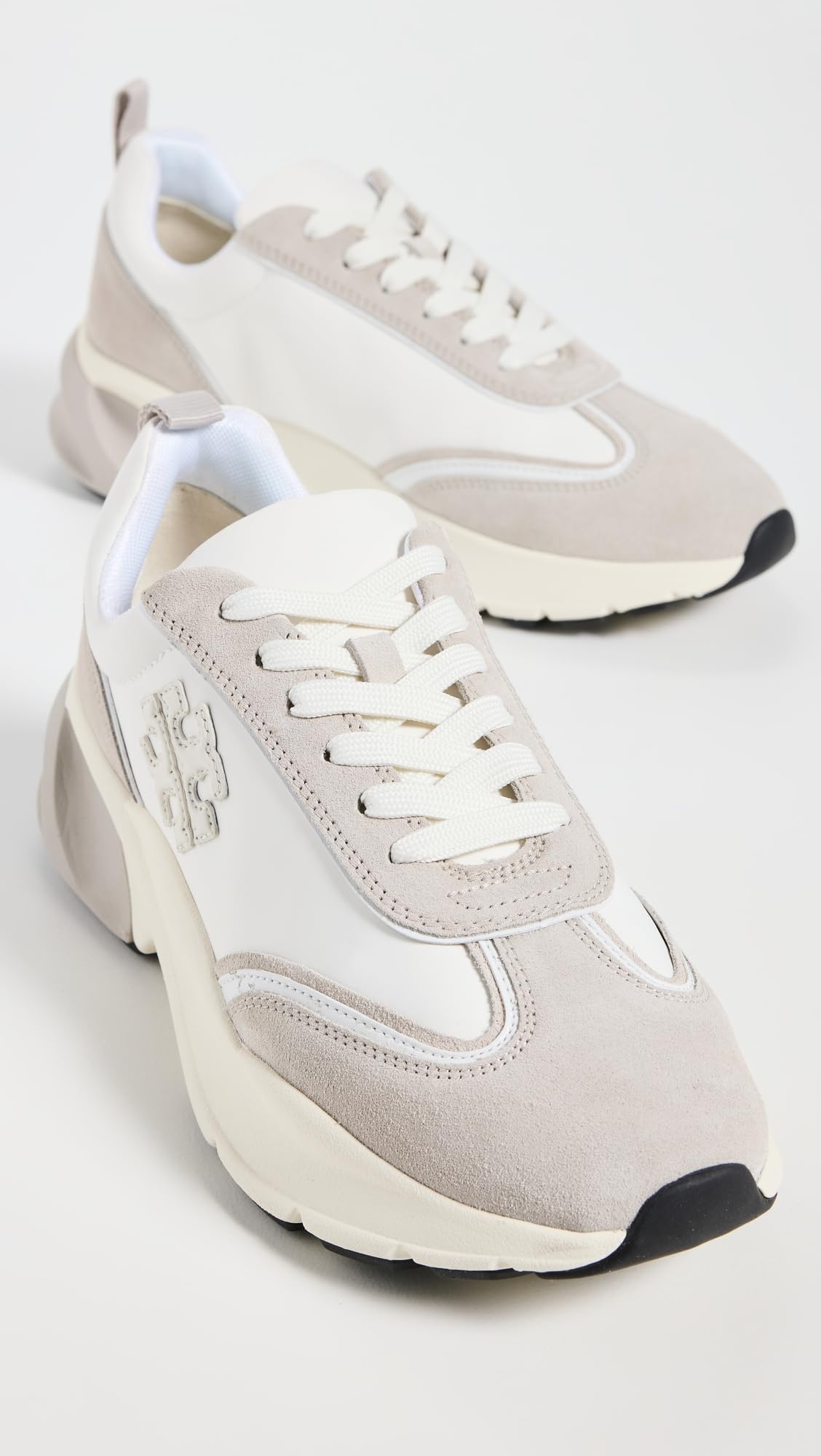Tory Burch Women's Good Luck Trainer Sneakers, Bianco/Fossil Stone, 4.5 Medium US