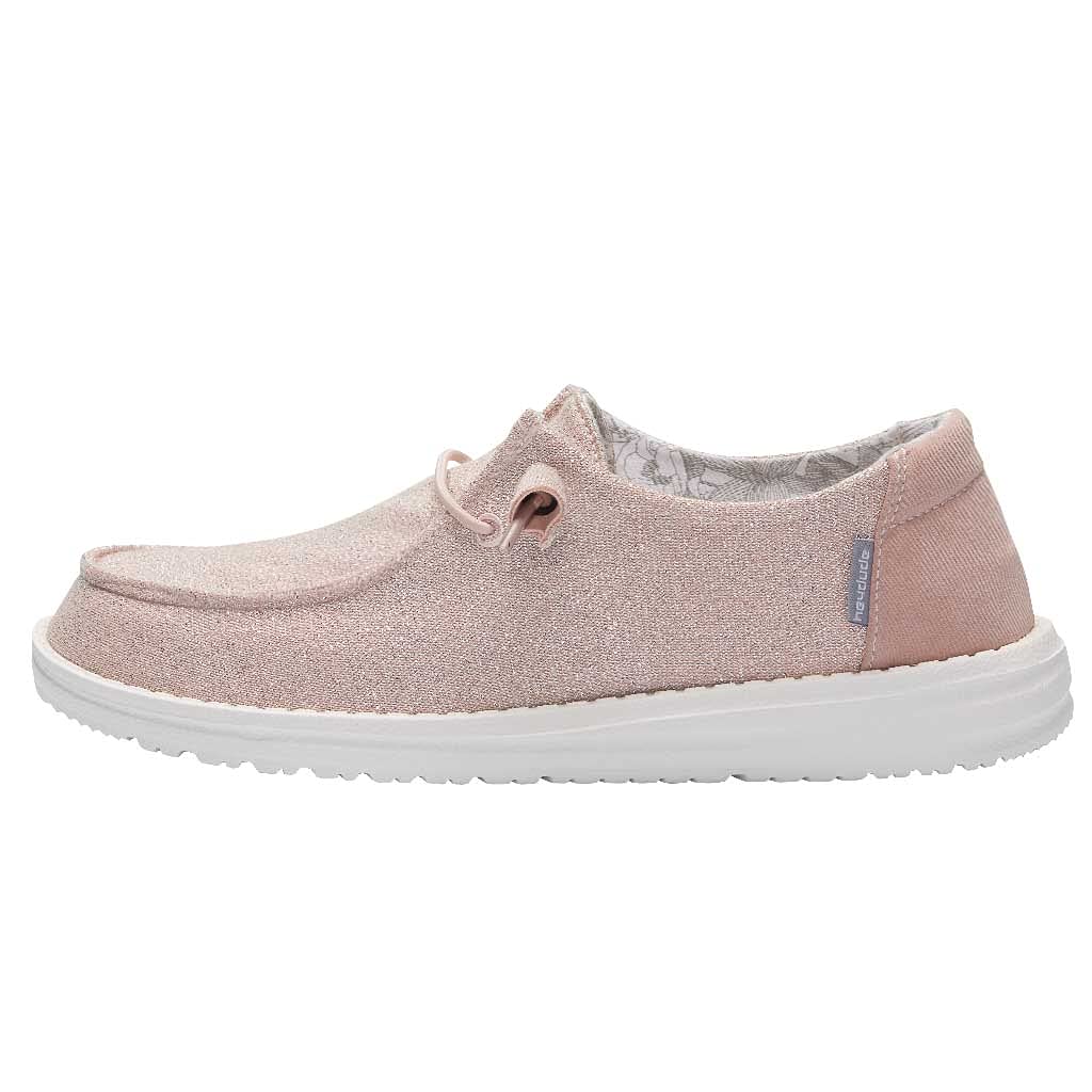Hey Dude Women's Wendy Stretch Sparkling Pink Size 6 | Women’s Shoes | Women’s Lace Up Loafers | Comfortable & Light-Weight