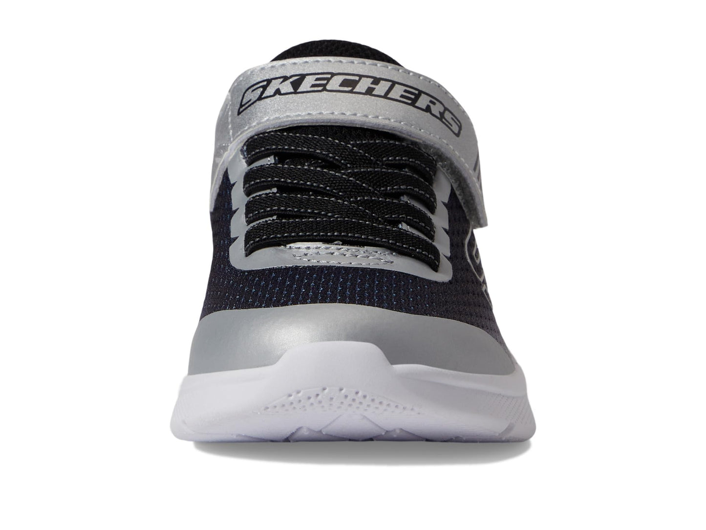 Skechers Kids Boys Microspec - Zorva Sneaker, Black/Silver, 4.5 Big Kid