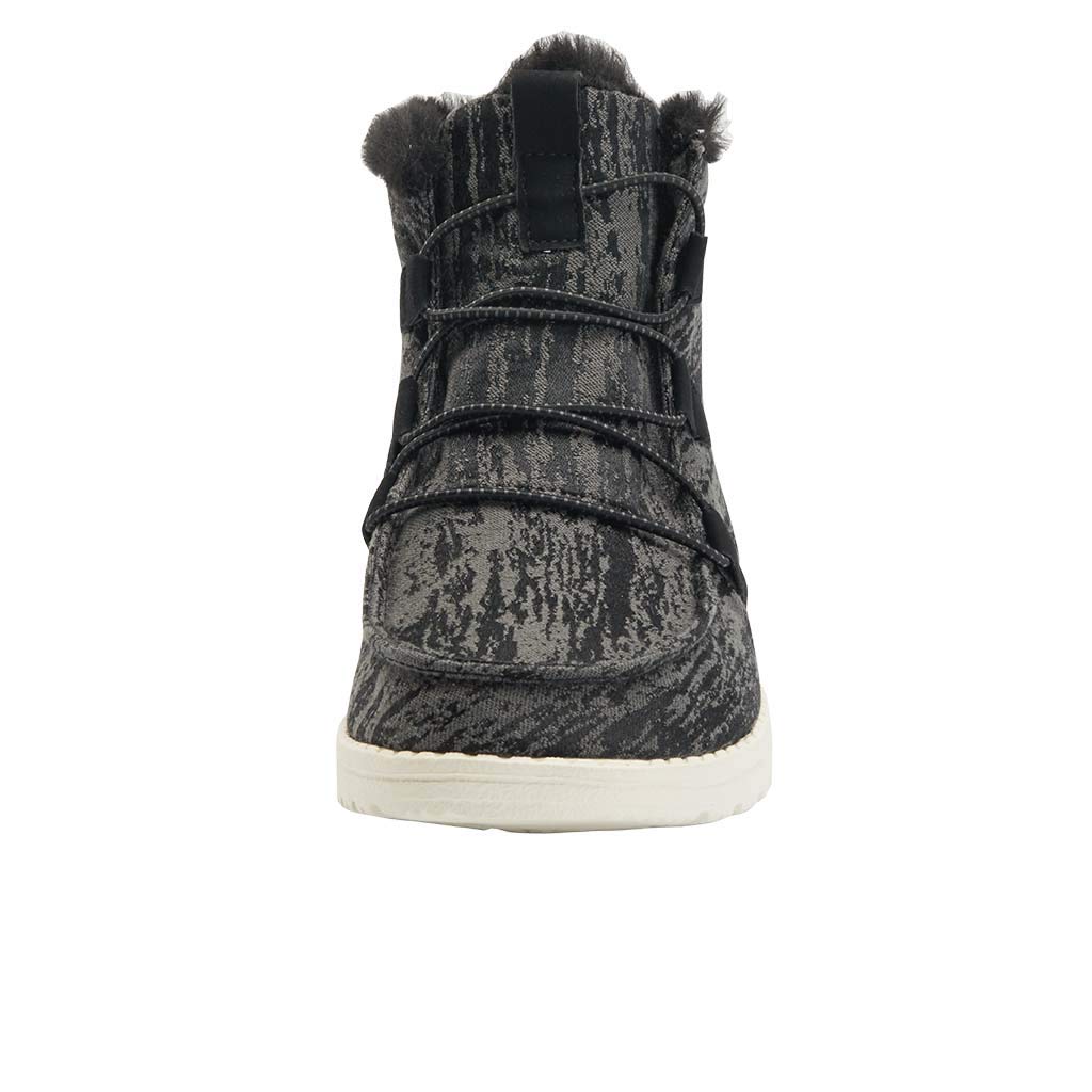 Hey Dude Women's Lea Fur Black Size 9 | Women’s Shoes | Women’s Lace Up Boots | Comfortable & Light-Weight