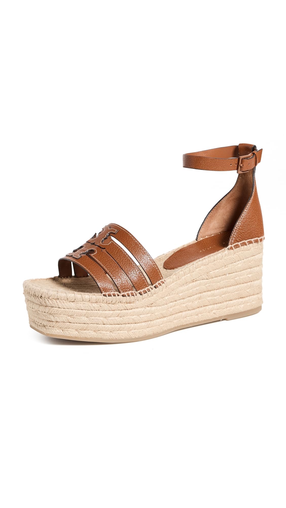 Tory Burch Women's INES Cage Wedge Espadrilles 80mm, Bourbon, Brown, 6.5 Medium US