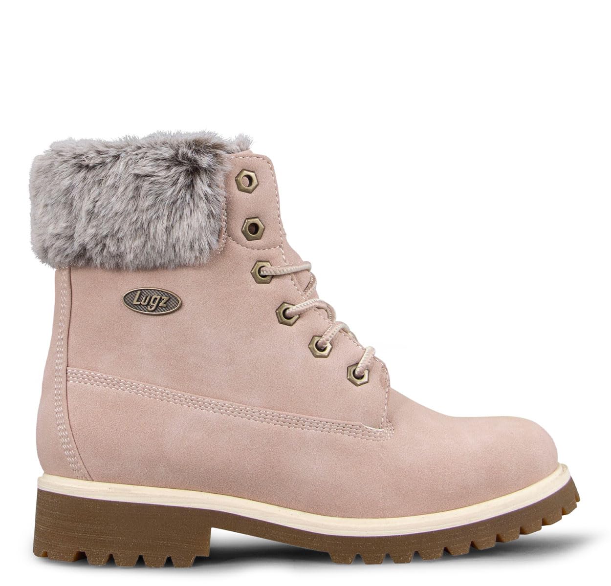 Lugz | Convoy Classic 6-inch Chukka Boots for Women | Faux Fur Lace Up Womens Fall Boots | Everyday Women Footwear, Soft Pink/Bone/Gum, 6 M