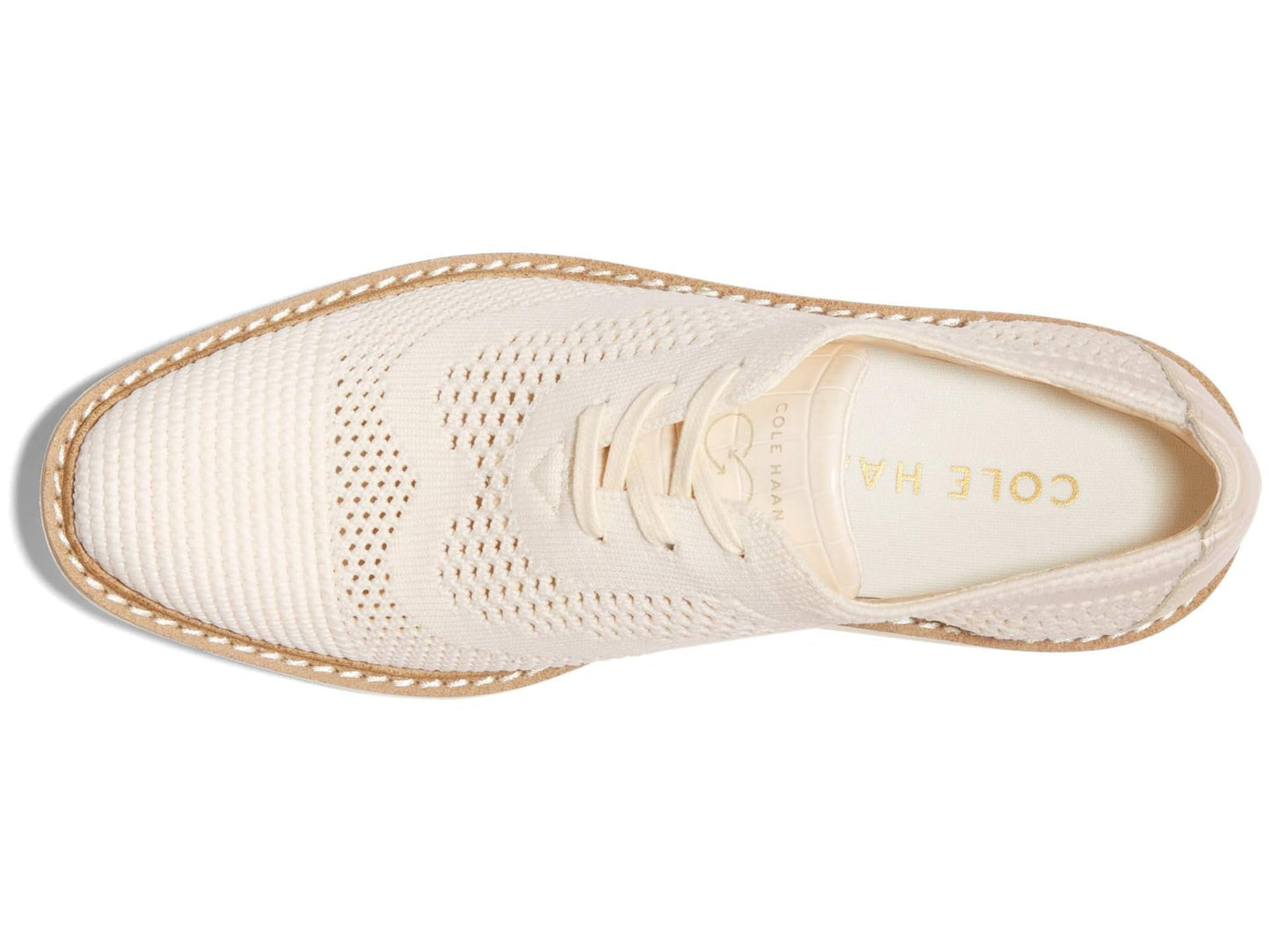 Cole Haan Womens Original Grand Platform Stitchlite Oxford Optic White/Silver Knit 7.5 B - Medium