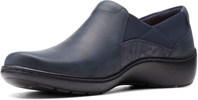 Clarks Cora Lilac Navy Leather/Textile Combination 8 B (M)