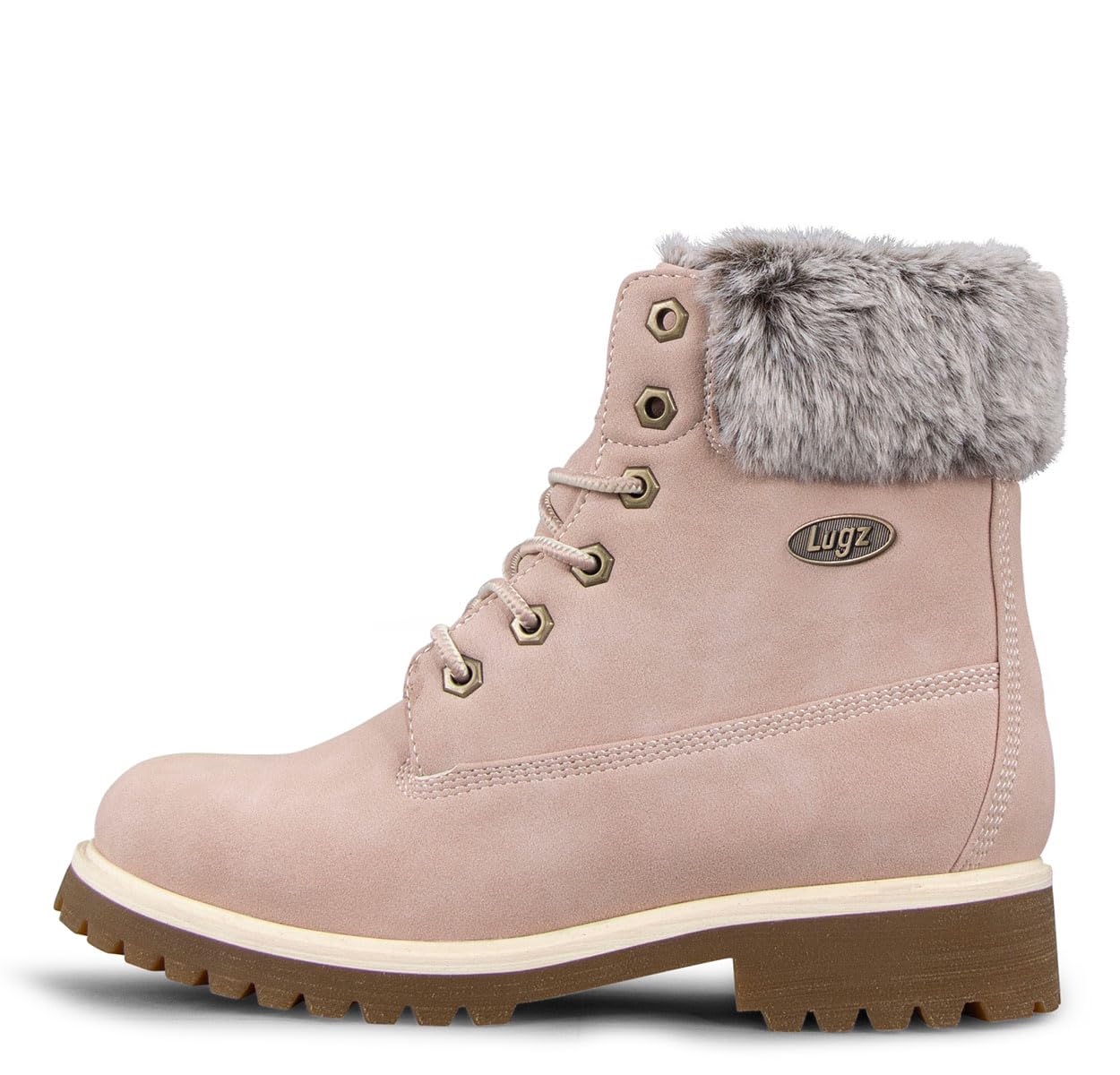 Lugz | Convoy Classic 6-inch Chukka Boots for Women | Faux Fur Lace Up Womens Fall Boots | Everyday Women Footwear, Soft Pink/Bone/Gum, 6 M