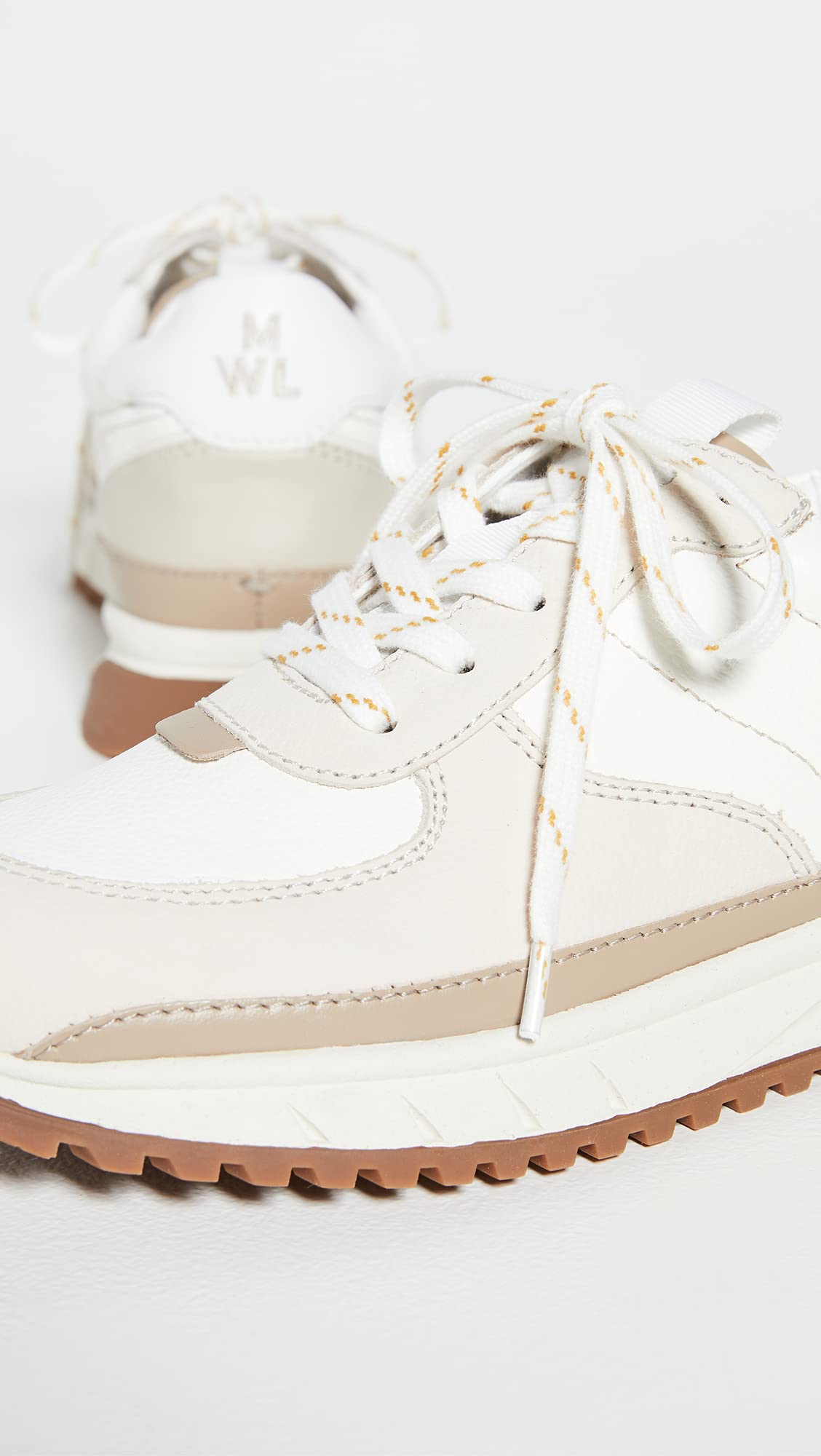 Madewell Women's Kickoff Trainer Sneakers in Neutral Colorblock Leather, Antique Cream Multi, 6 Medium US