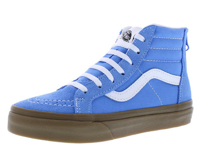 Vans Sk8 Hi Zip Flower Suede PS Boys Shoes Size 2.5, Color: Gum Azure Blue-Blue