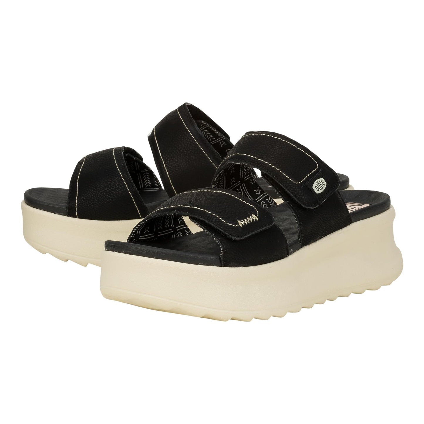 Hey Dude Delray Slide Classic - Sandals for Women - Textile and Synthetic Upper - Cotton Lining - EVA Outsole Black 8 M