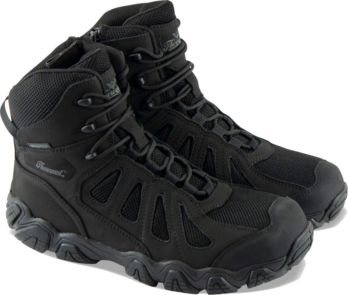 Thorogood 804-6290 Men's Crosstrex Series - 6" BBP Waterproof, Side Zip Composite Safety Toe Hiker Boot, Black/Grey - 15 M US