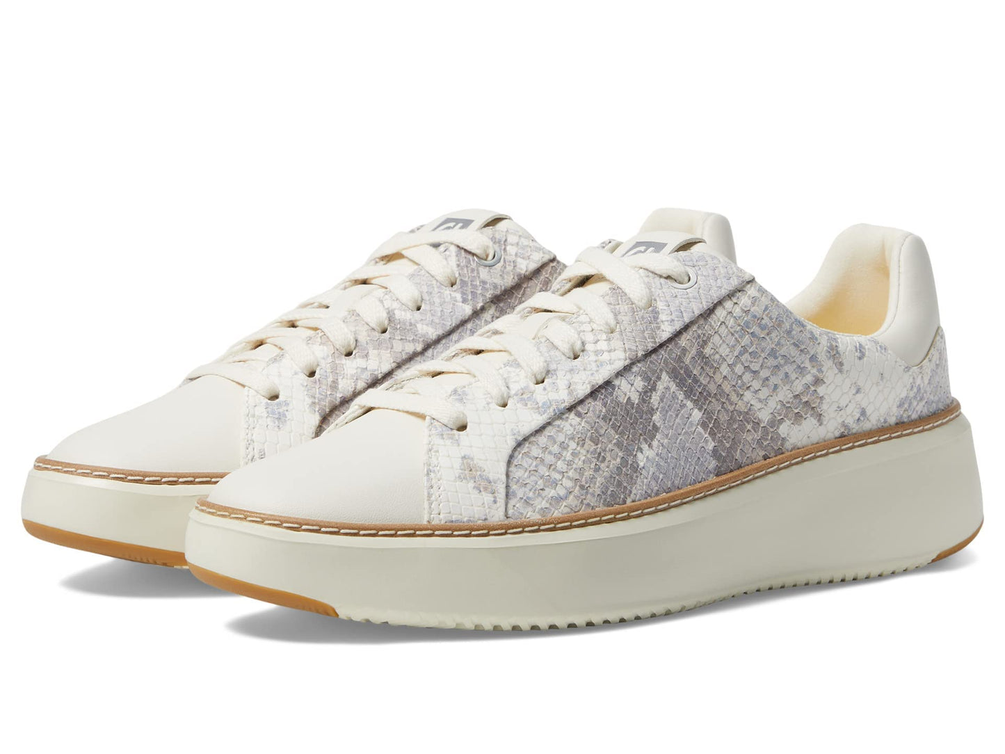 Cole Haan Women's Grandpro Topspin Sneakers, Roccia Pearly Snake Print Ivory, 9.5-B US