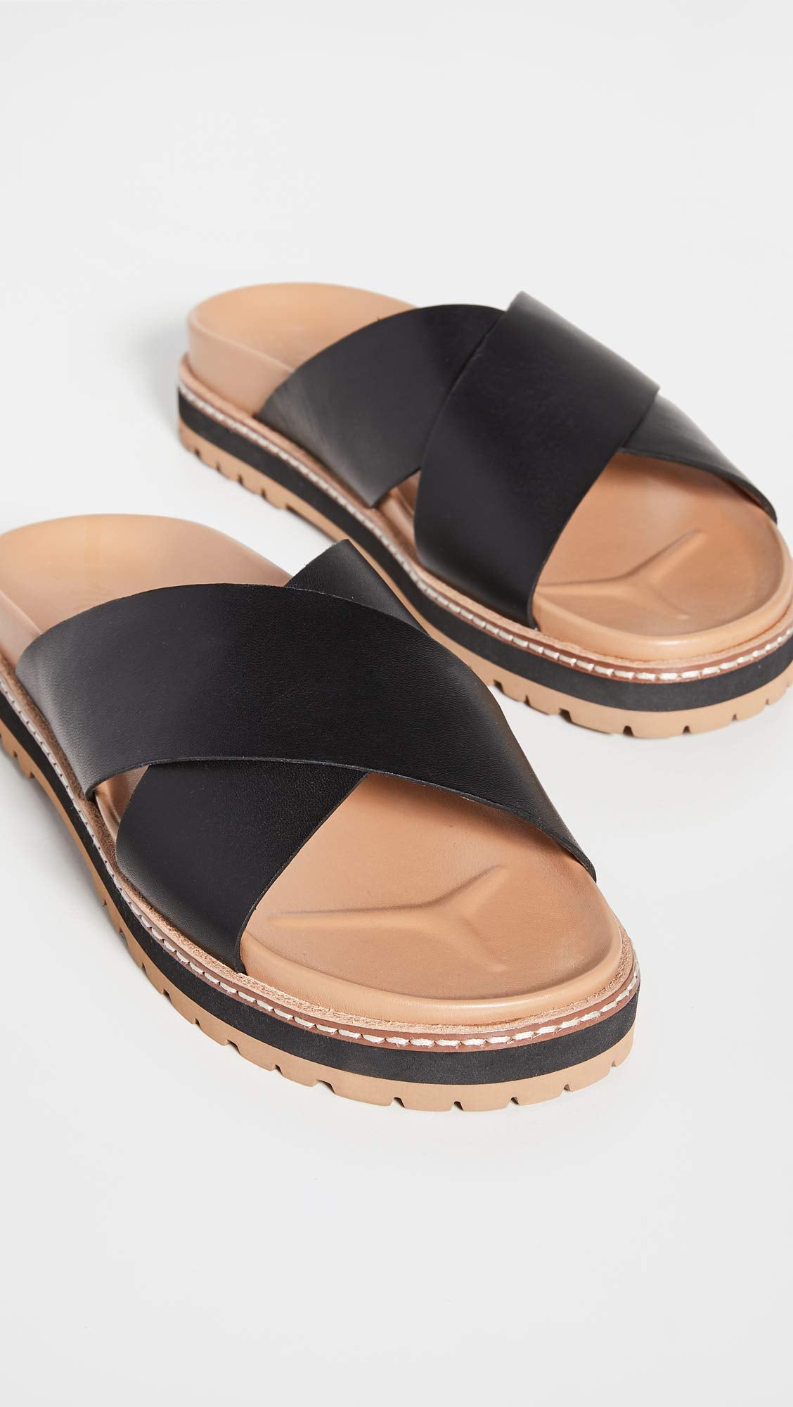 Madewell Dayna Crisscross Sandal in Leather True Black 5.5 M