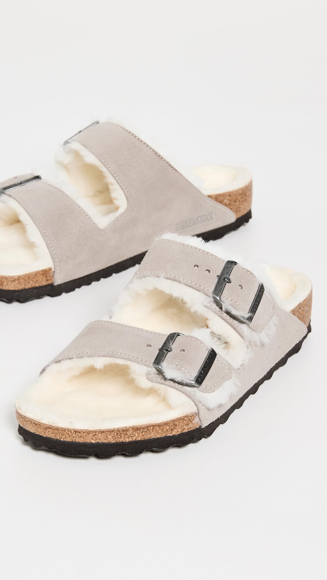 Birkenstock Men's Arizona Shearling Sandals, Stone Coin/Natural, 12 Medium US
