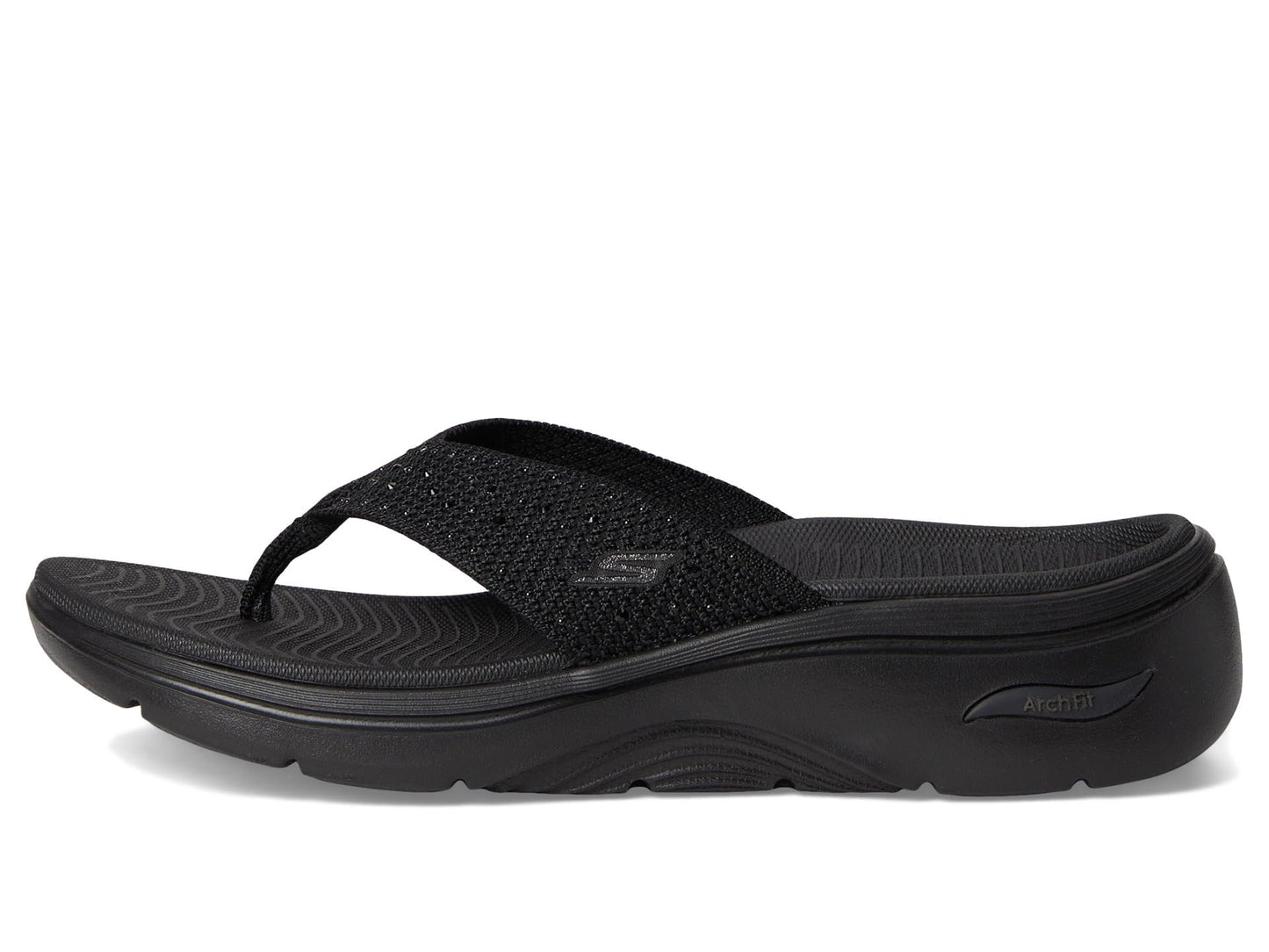 SKECHERS, Women's, Arch Fit 2.0 3-Pt Rhinestone Sandal, Black/Black, 11, Medium