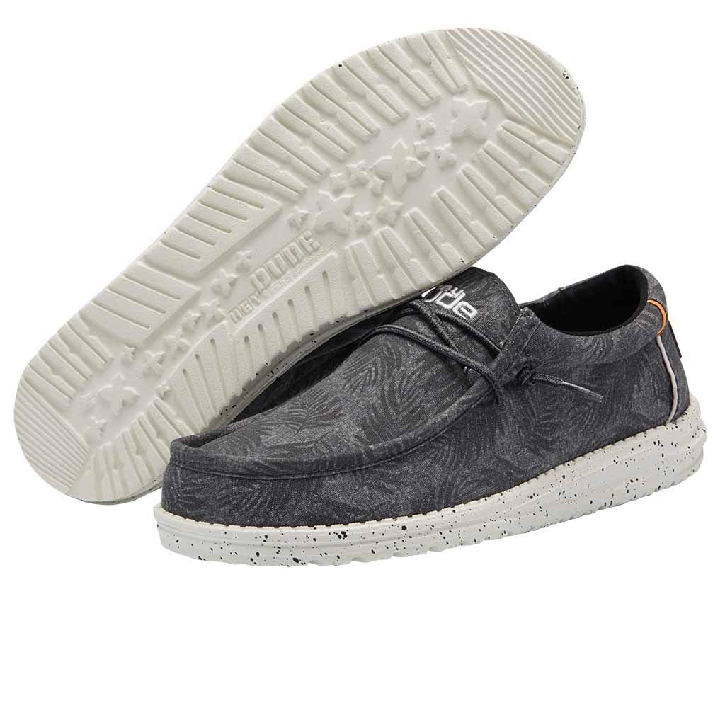 Hey Dude Men's Wally Print Tropical Grey Size 10 | Men’s Shoes | Men's Lace Up Loafers | Comfortable & Light-Weight