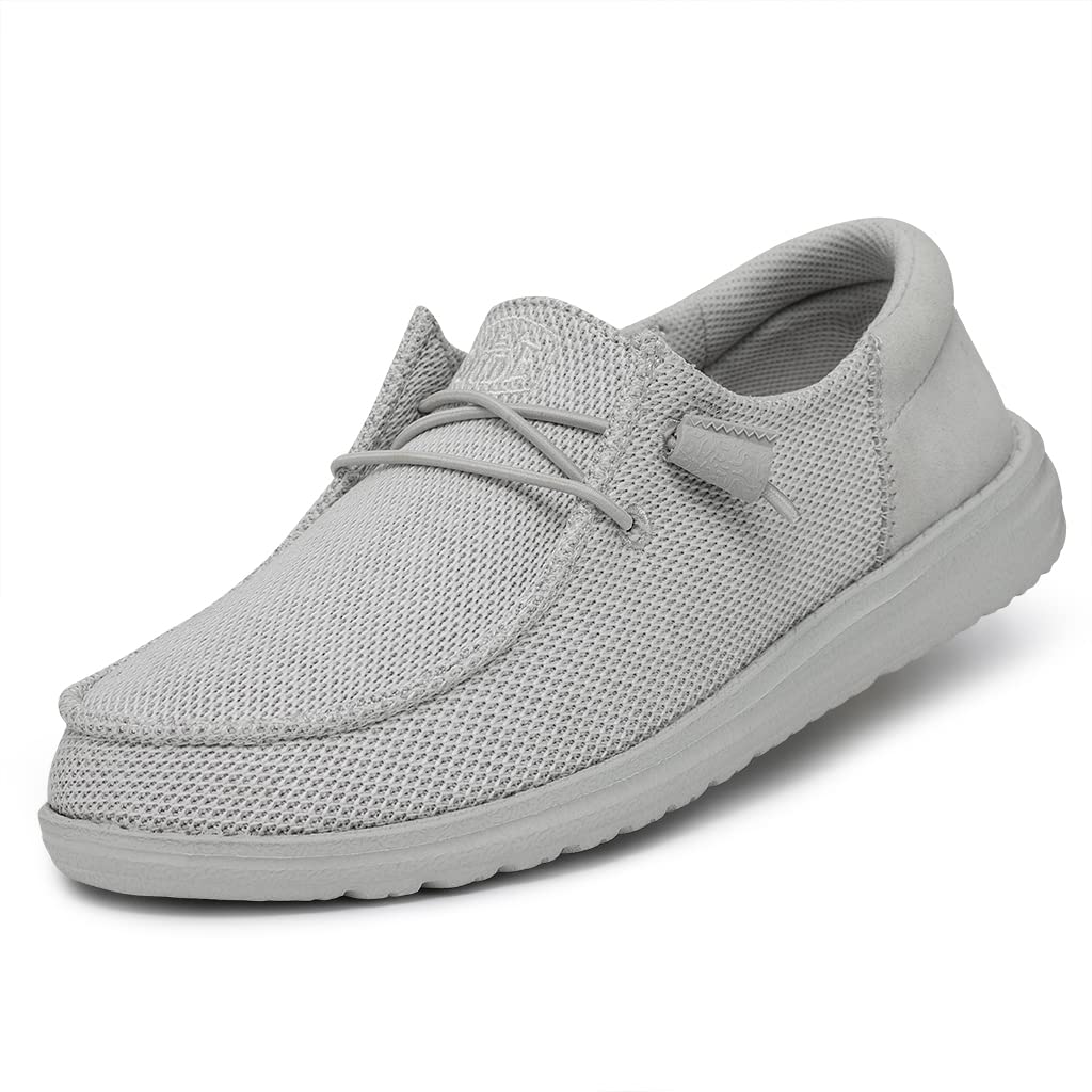 HEYDUDE Women's Wendy Funk Mono Slip On Shoe, Grey Size 6 | Stretch Knit Upper, Cushioned Foam Insole, Ultralight Casual Loafer