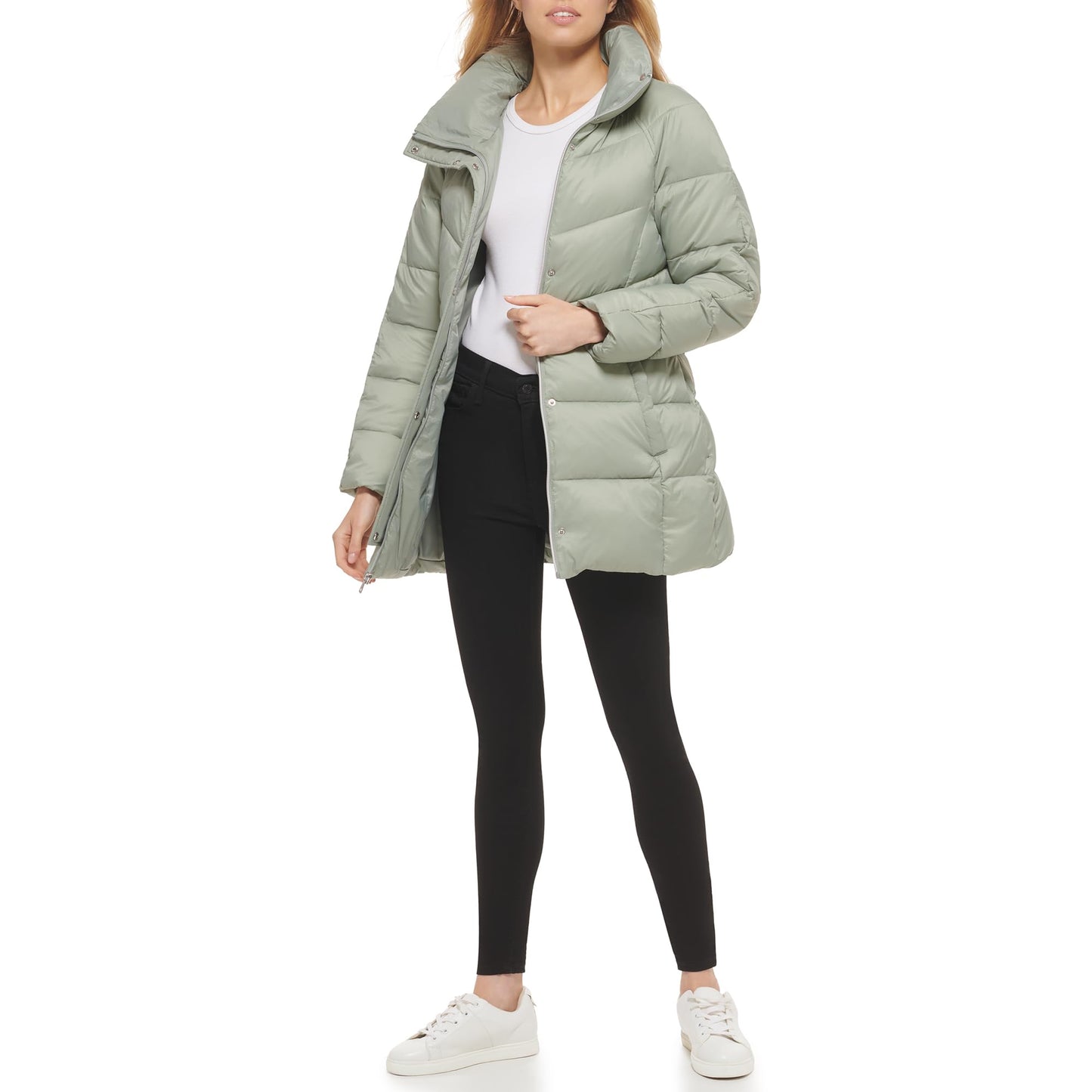 Cole Haan Women's Belted Zip-up Jacket, Sage