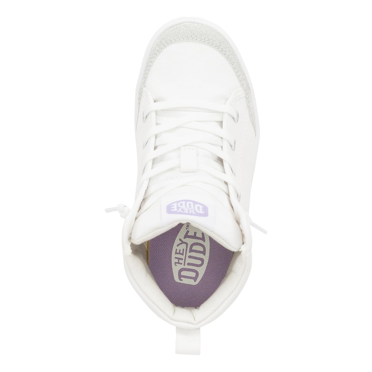 HEYDUDE Women's Kid Cody Hi Sparkle (Little Kid/Big Kid), Sparkle White, 4 Medium