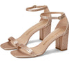 Stuart Weitzman Nudistcurve 75 Block Shine Sandal Adobe/Poudre 9 B