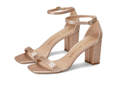 Stuart Weitzman Nudistcurve 75 Block Shine Sandal Adobe/Poudre 7.5 B