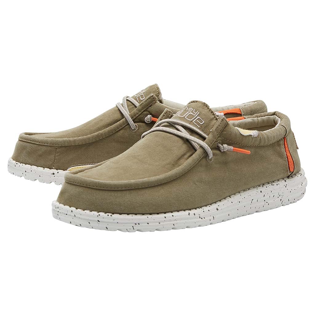 HEYDUDE Men's Wally Washed Kalamata Size 7 | Men’s Shoes | Men's Lace Up Loafers | Comfortable & Light-Weight