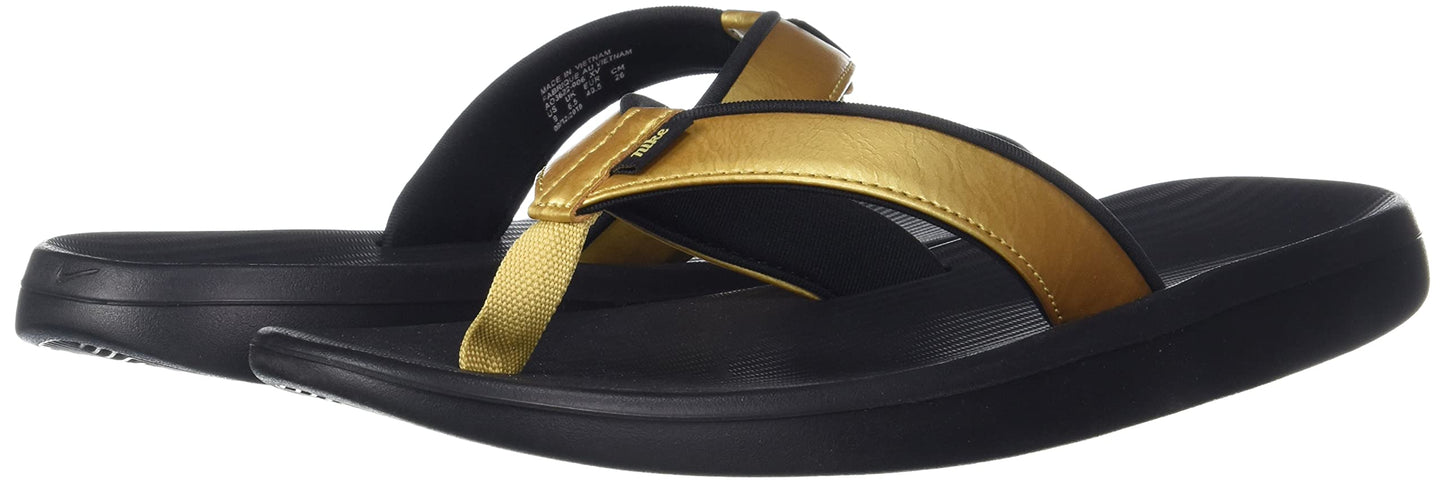 Nike Women's Bella Kai Flip Flops (Black/Metallic Gold) Size 8