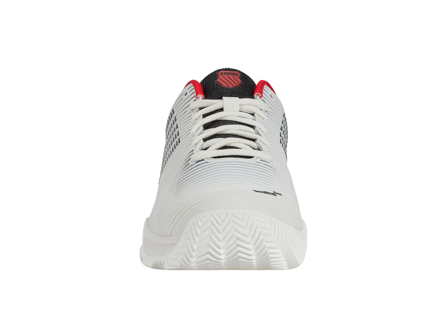 K-Swiss Men's Hypercourt Express 2 HB Tennis Shoe, Bright White/Stretch Limo/High Risk Red, 14 M