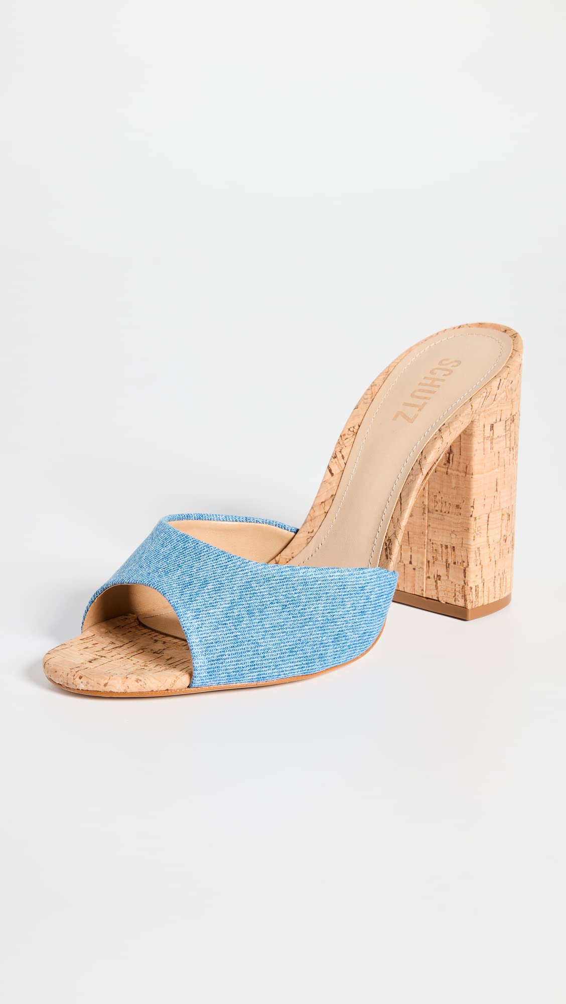SCHUTZ Women's Kaycee Heels, Washed Denim Blue, 10 Medium US