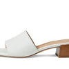Cole Haan Calli Single Band Block Heel Sandals 40 mm - Leather Upper - Man-Made Lining Insole & Outsole Egret Leather 7.5 B - Medium