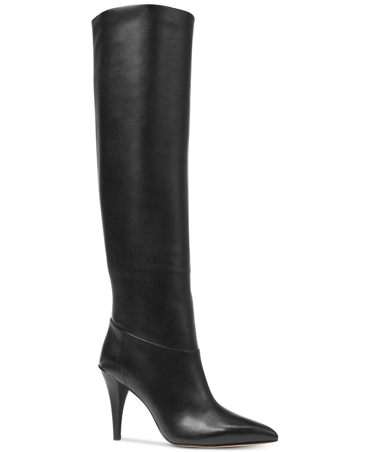 Michael Kors Womens Rosalyn Leather Peep Toe Knee High Fashion, Black, Size 11.0