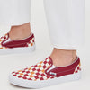 Vans Classic Slip-On Sneakers, Tri-Tone Check Red, 6 US Women/4.5 US Men