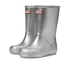 Hunter Little Kids Original First Classic Metal Rain Boot, Silver, 6