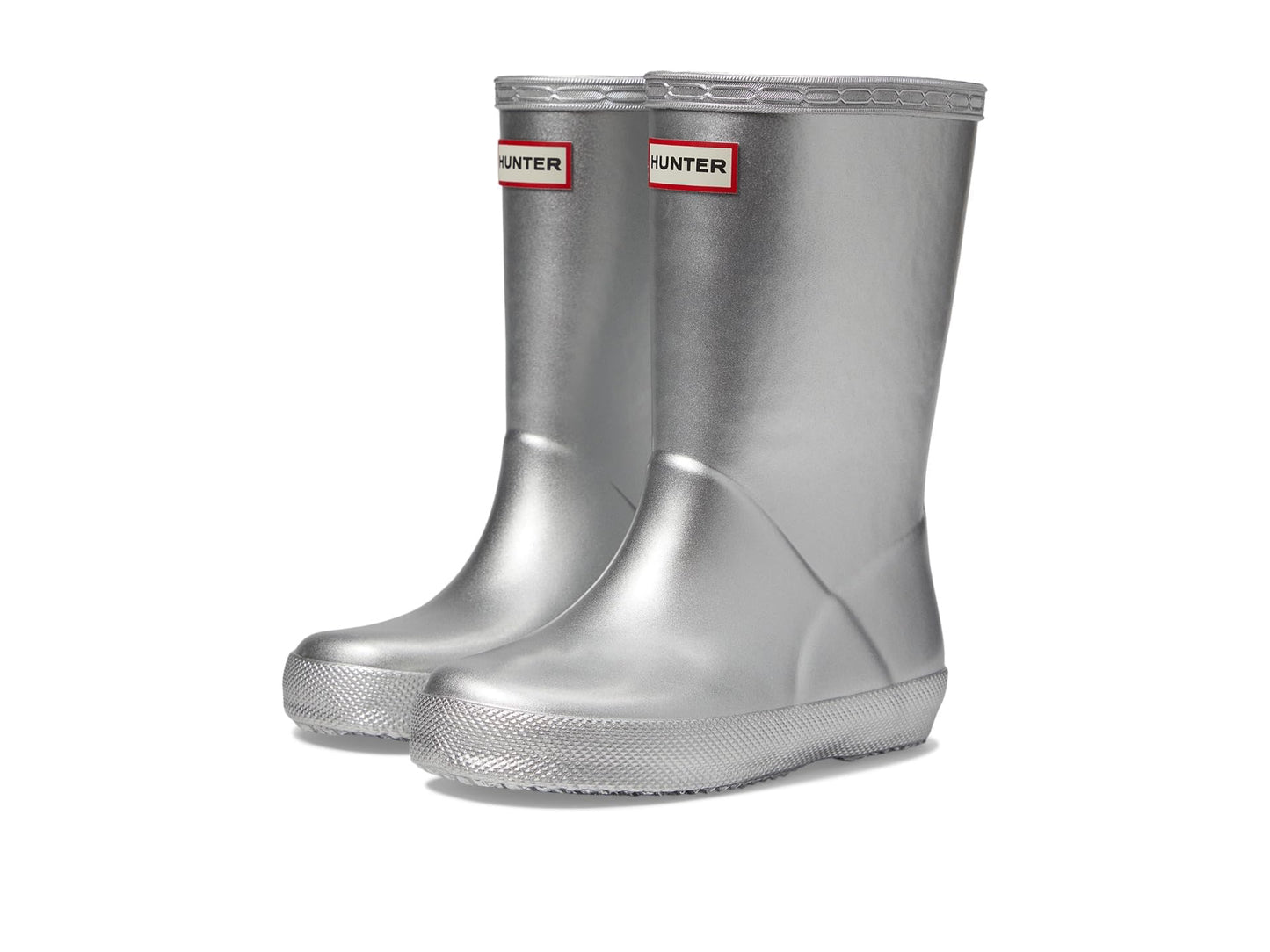 Hunter Little Kids Original First Classic Metal Rain Boot, Silver, 6