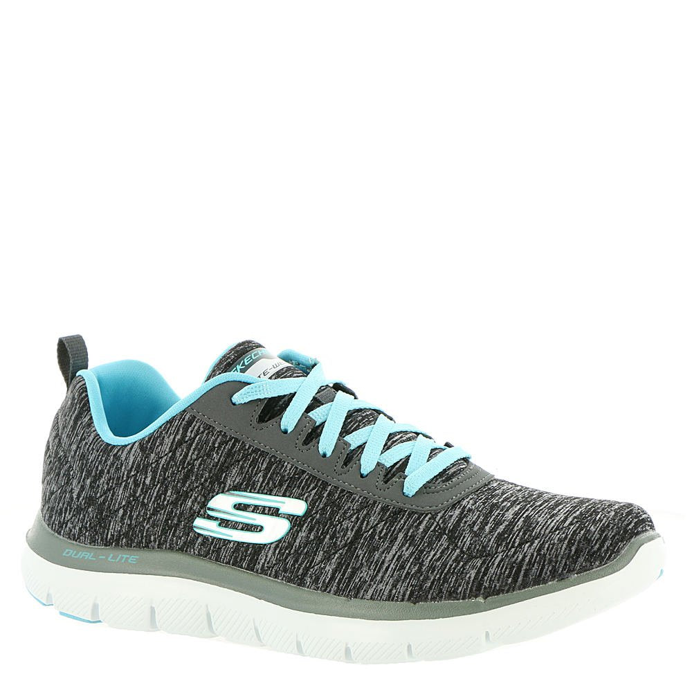 Skechers Women's Flex Appeal 2.0, Black/Blue, 8