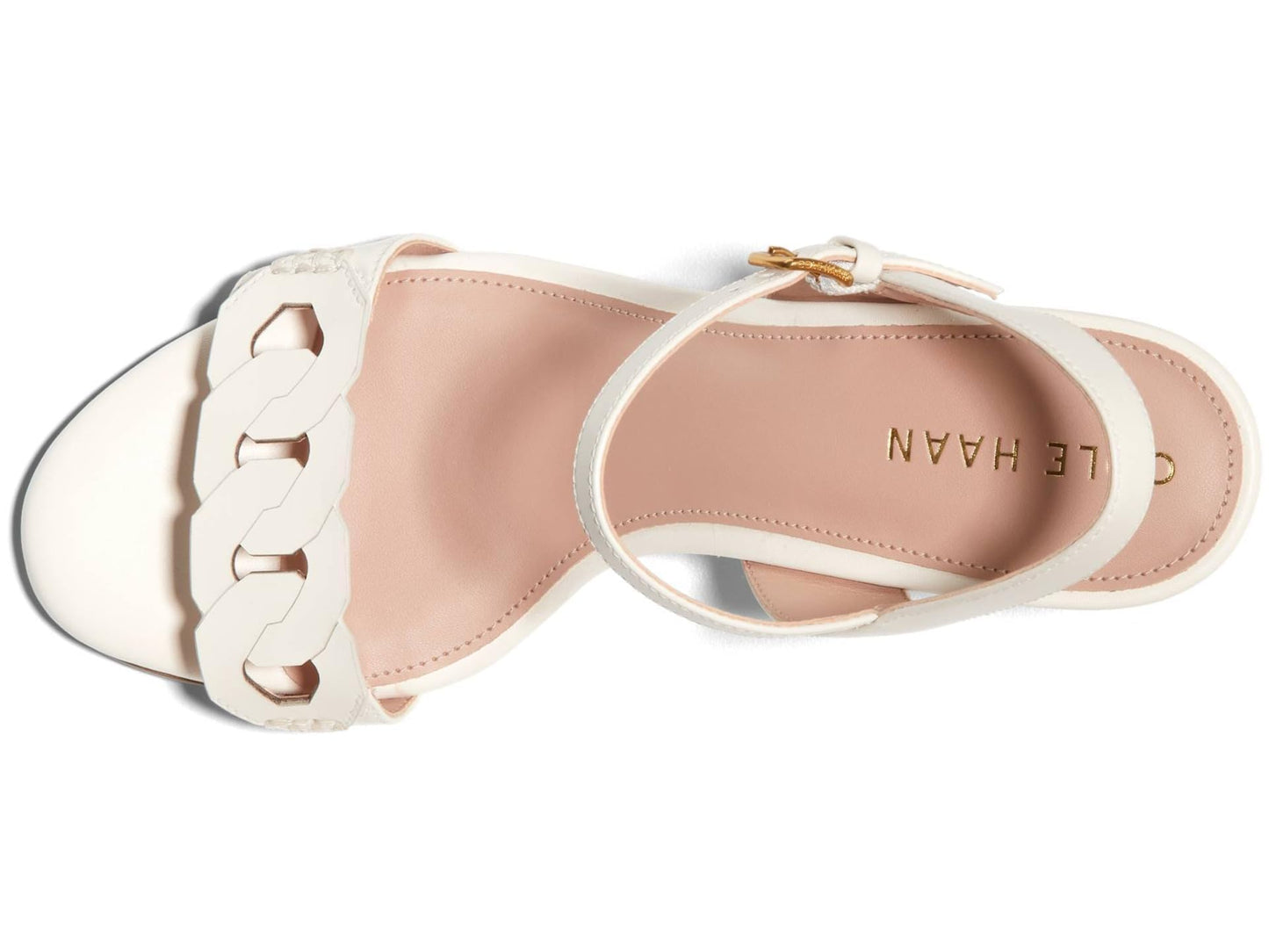 Cole Haan Women's Chain Heeled Sandal, Soft Gold Leather, 10