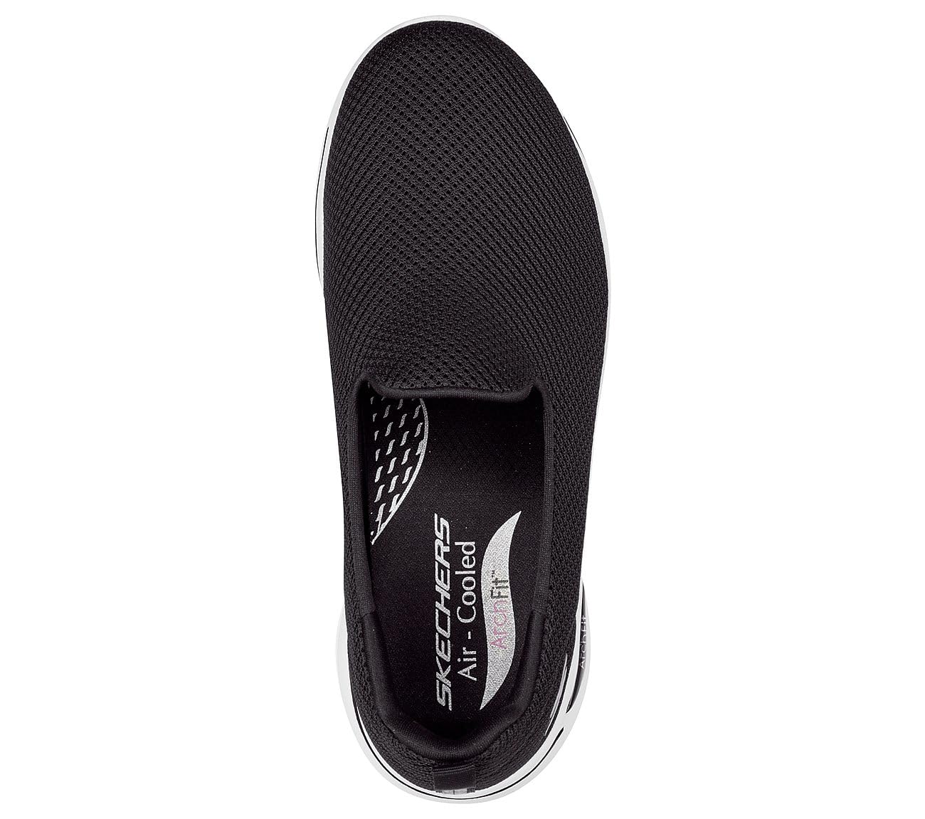 Skechers Women's Go Walk Arch Fit Grateful Sneaker, Black/White, 8 Wide