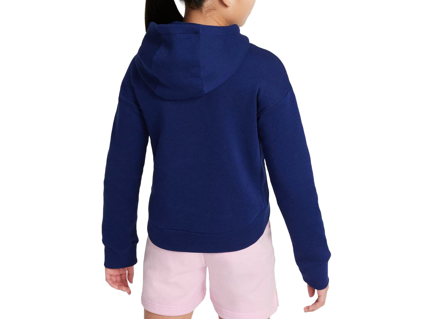 Nike Girl's Sportswear Club Fleece Hoodie (Little Kids/Big Kids) Blue Void/Arctic Punch/White MD (10-12 Big Kid)