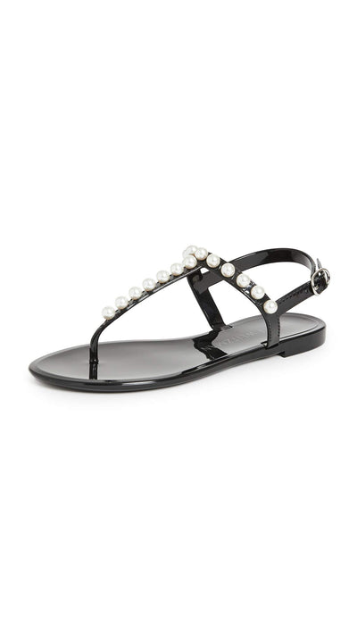 Stuart Weitzman Women's Goldie Jelly Sandals, Black, 5 Medium US