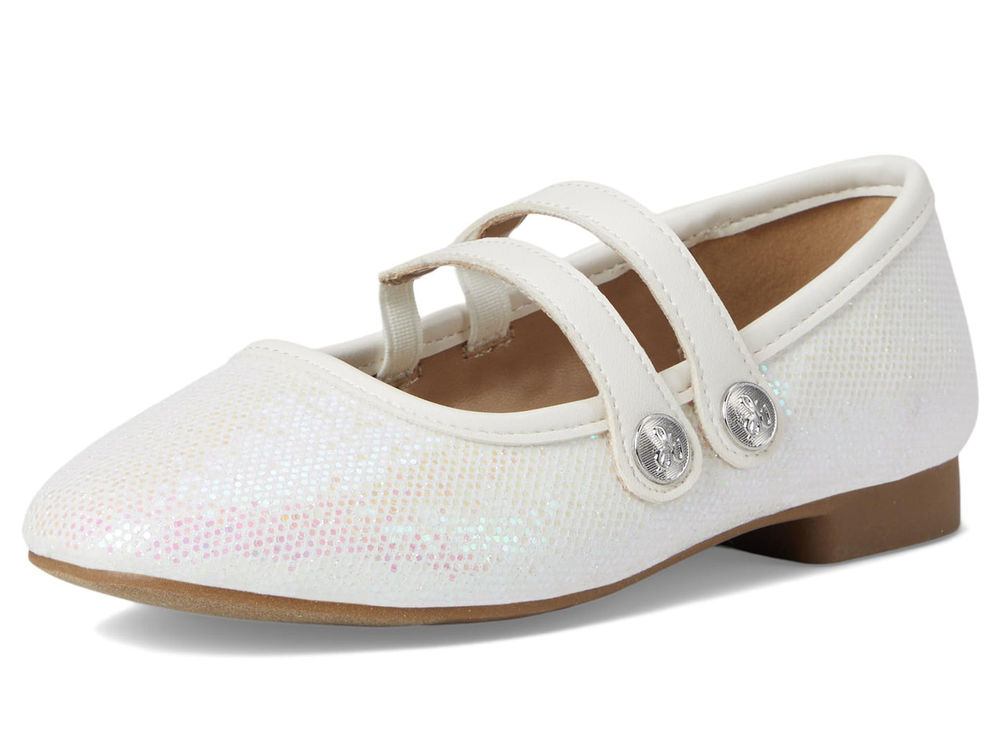 Sam Edelman Girls Maeve Button G (Little Big Kid) Ballet Flat, White, 2