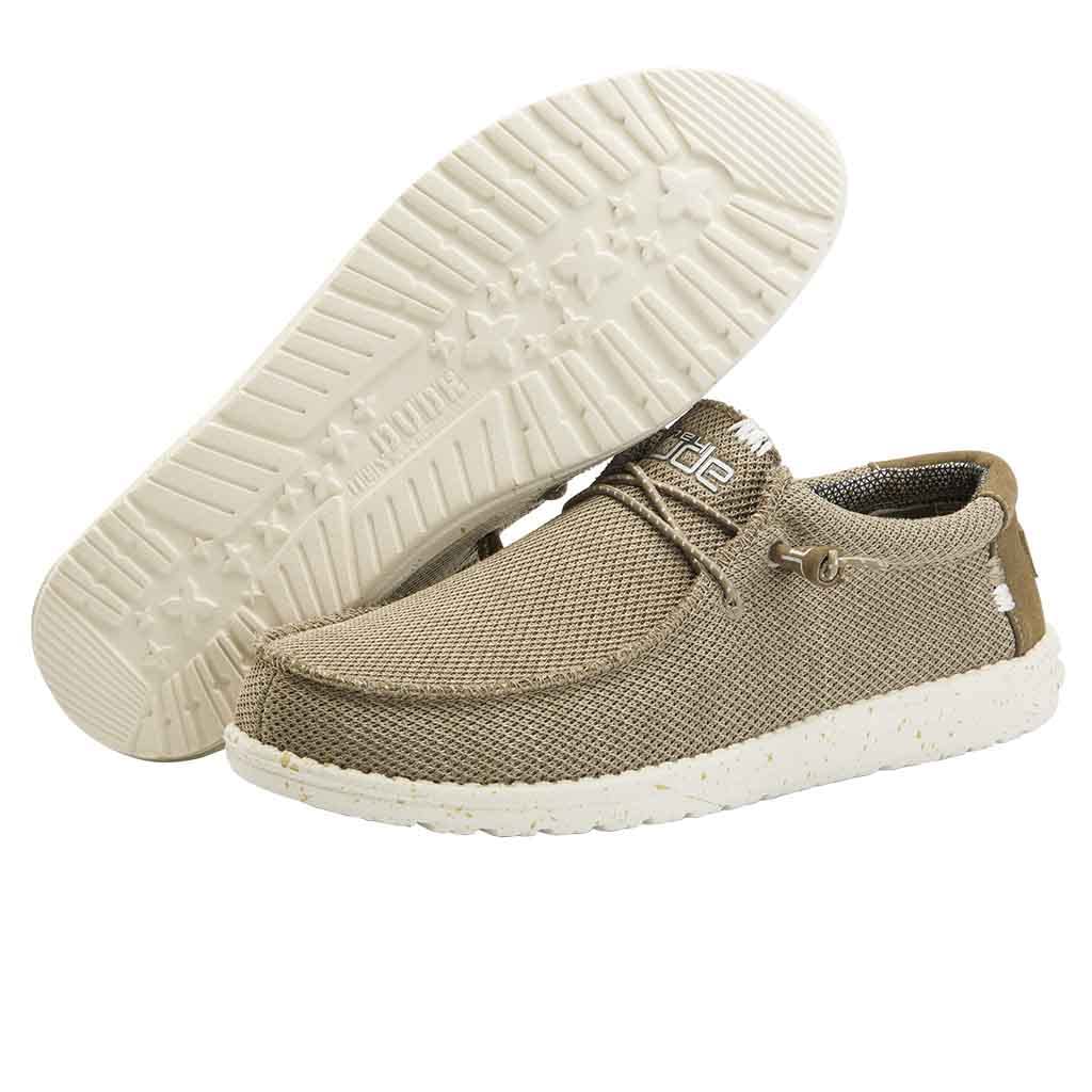 HEYDUDE Men's Wally Sox Sand Size 14 | Menâ€™s Shoes | Men's Lace Up Loafers | Comfortable & Light-Weight