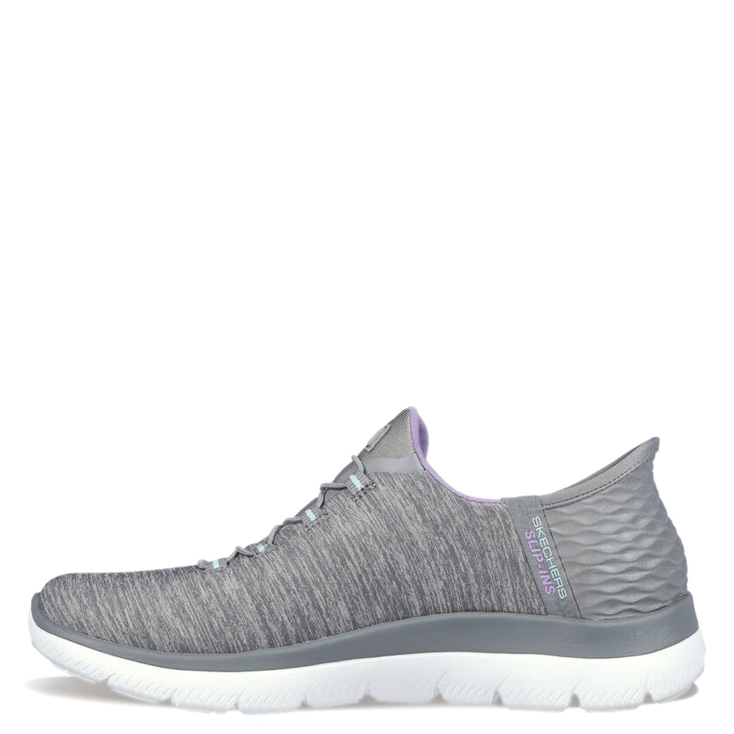 Skechers Women's Summits Hands-Free Slip-Ins – Memory Foam Insole, Heel Pillow, Vegan Materials Sneaker, Grey Mint, 5.5 Wide