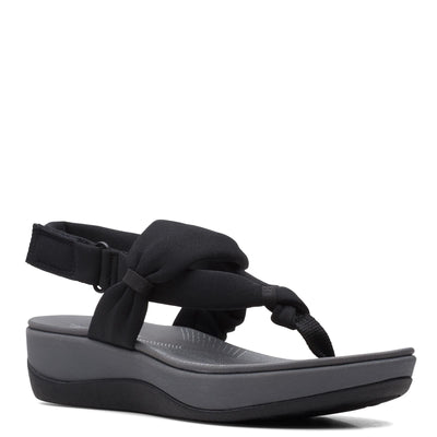 Clarks Arla Nicole Flat Sandal, Black Textile, 8 Wide
