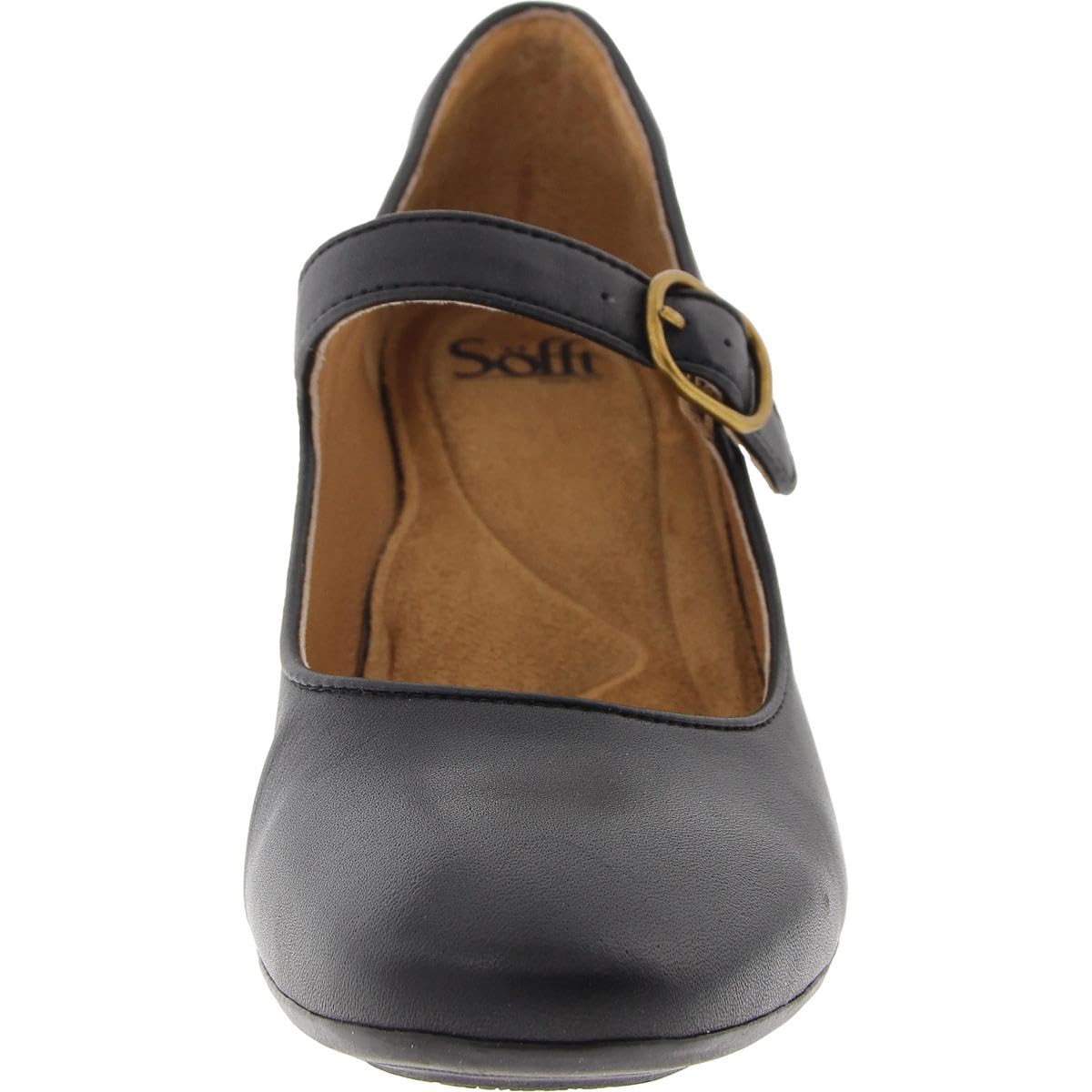 Sofft® Leslie Pump Sandals for Women – Leather Upper and Lining – Piping Details – Square Toe Silhouette Black 6 M (B)