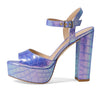 Stuart Weitzman Ryder 95 Platform Sandal Violet Ice 5 B