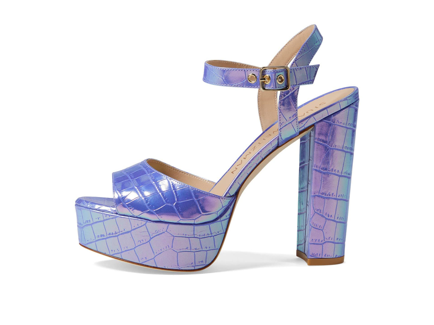 Stuart Weitzman Ryder 95 Platform Sandal Violet Ice 5 B