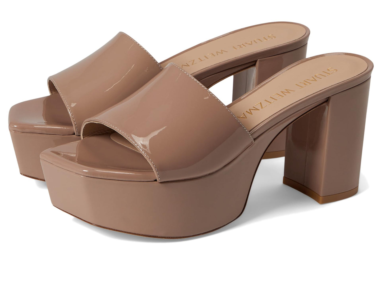 Stuart Weitzman Squarehigh Platform 95 Slide Fawn 9 B
