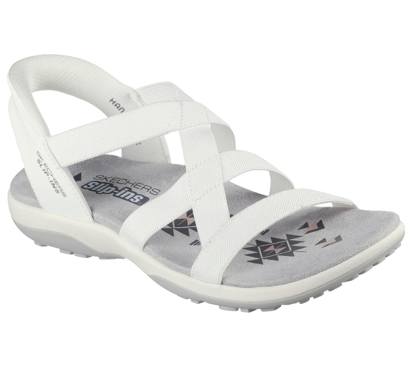 Skechers Women's Reggae Slim - Stretch Flex Hands Free Slip-ins, White, 8