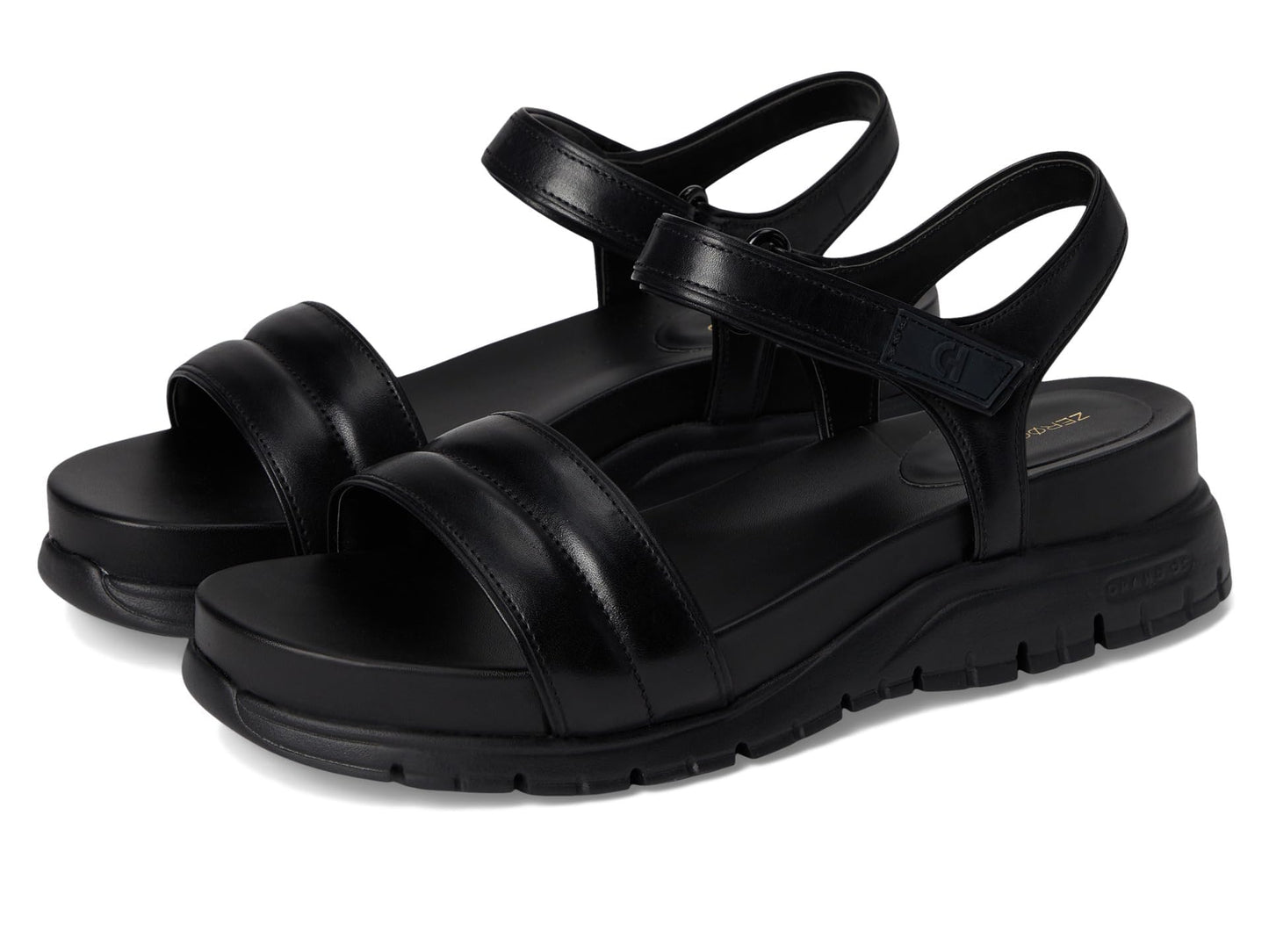 Cole Haan Women's Zerogrand Ankle Strap Sandals, Black/Black, 7-C US