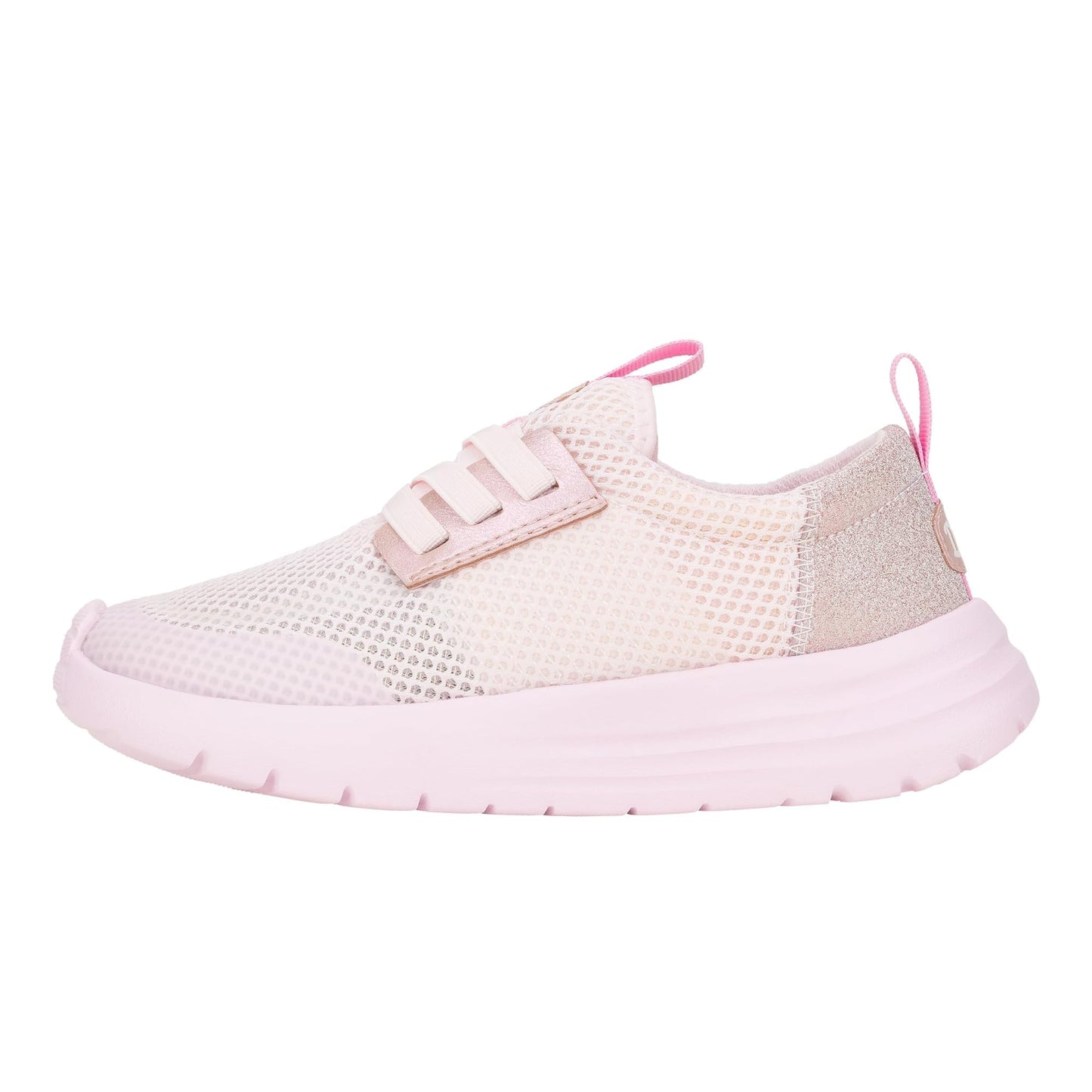 HEYDUDE Women's Kid Sirocco Play Brights (Little Kid/Big Kid), Sparkle Pink, 4 Medium