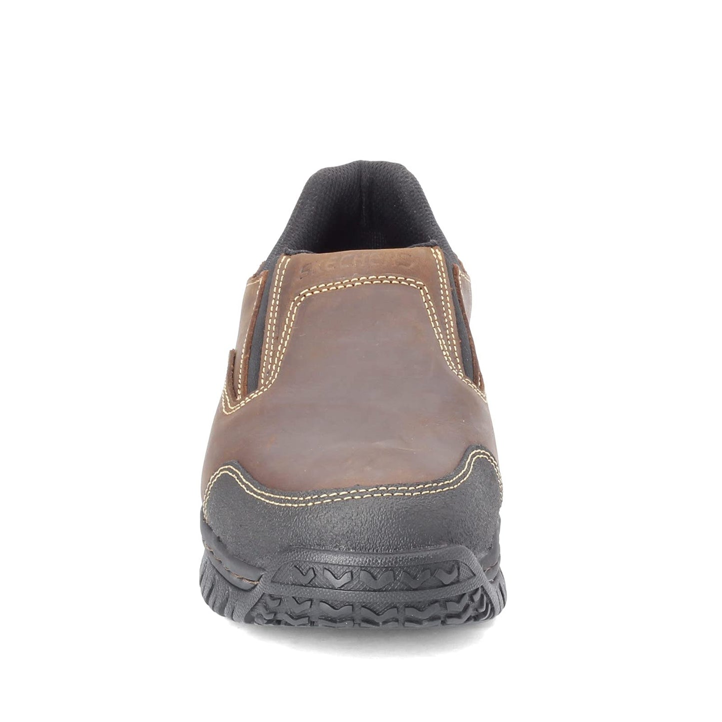 Skechers for Work Men's Hartan Slip-On Shoe, Dark Brown, 7.5 M US